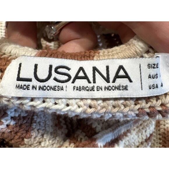 Lusana Keira Crochet Midi Dress Women’s Size 4 Sexy Slit Sexy Coastal Vacation - Picture 8 of 8